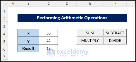 excel vba add subtract command button programmatically working