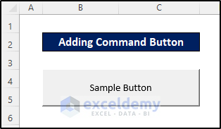 excel vba add simple command button programmatically
