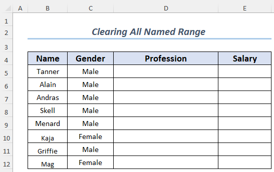 excel vba clear contents of named range method 3