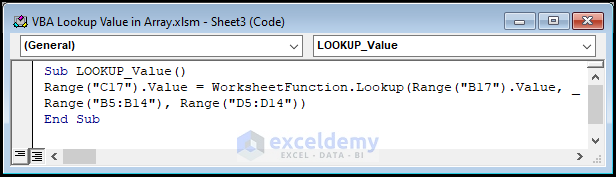 Writing Code to Find Lookup Value in Array in Excel VBA