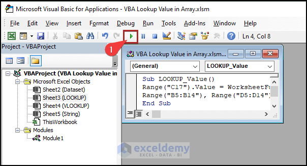 Running the Code to Get Lookup Value in Array in Excel VBA