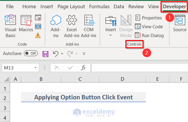 Forming Option Button in Excel