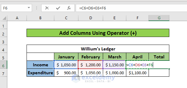 Add Columns using operator