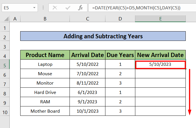 Add and Subtract Years From Dates