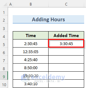 formula to add hours minutes and seconds in excel