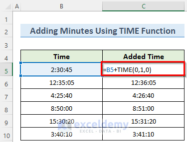 the TIME function to add hours minutes and seconds in excel