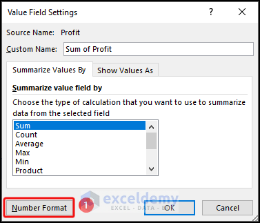 Utilizing Value Field Settings Option
