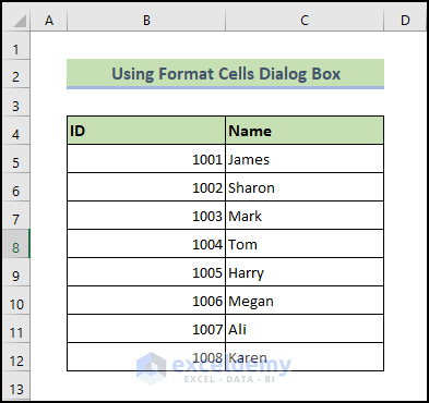 use format cells dialog box to Align Columns in Excel 