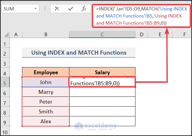 Employing INDEX and MATCH Functions to apply a formula to multiple sheets in Excel
