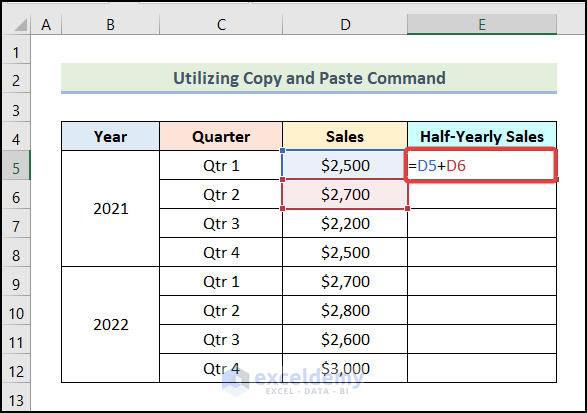 Utilizing Copy and Paste Command to apply formula in excel for alternate rows