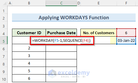 WORKDAY function to autofill dates in excel without dragging