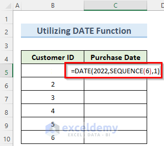 DATE function to autofill dates in excel without dragging