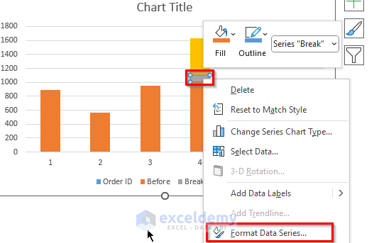 format data series to break the axis scale in excel