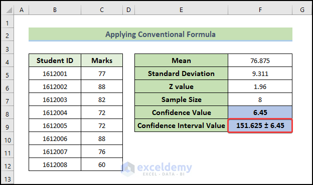 Calculate 95 Percent Confidence Interval 