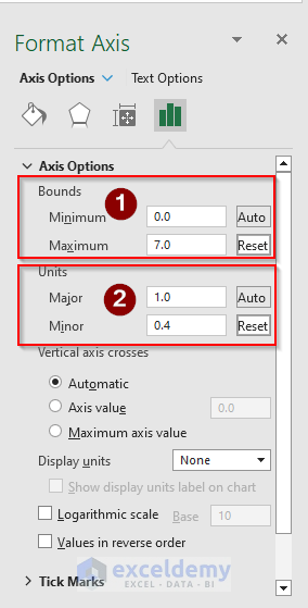 Working with Format Axis Window