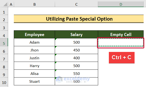 copying empty cell to convert text to currency in excel