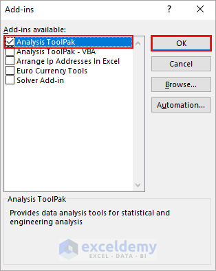 enable Data Analysis ToolPak