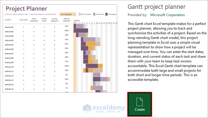 create new project timeline from excel templates