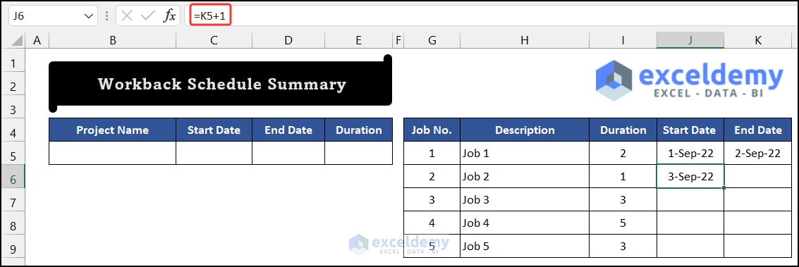 Estimating the starting date of the 2nd task to create a workback schedule