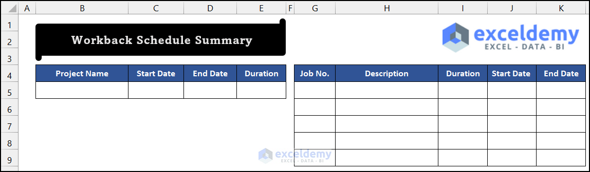 Create Preliminary Summary Layout to Create a Workback Schedule