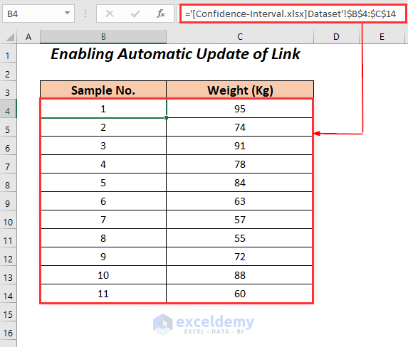 Enable automatic update of links