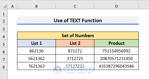 Use Excel TEXT Function to View Long Numbers