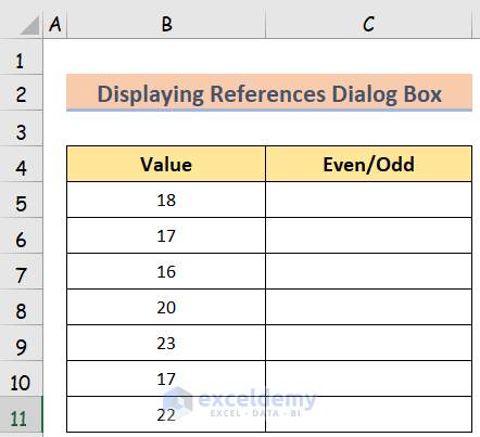 Dataset to Display the References Dialog Box