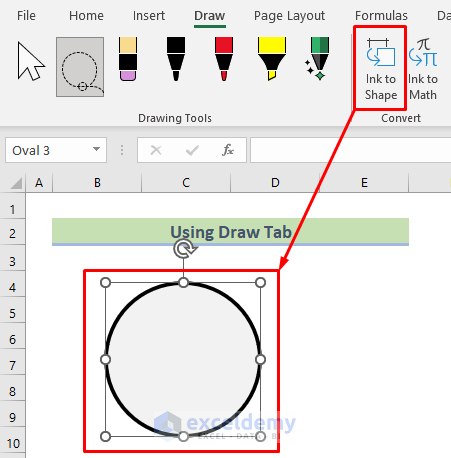 using draw tab to draw lines in excel