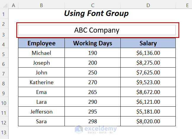 using font group to highlight text in excel text box
