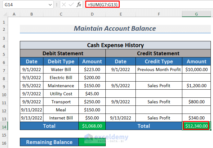 Maintaining Accounts for a Shop Expense in Excel Sheet