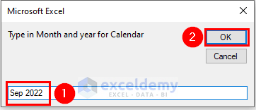 Enter Desired Data to Make a Calendar in Excel Without Template