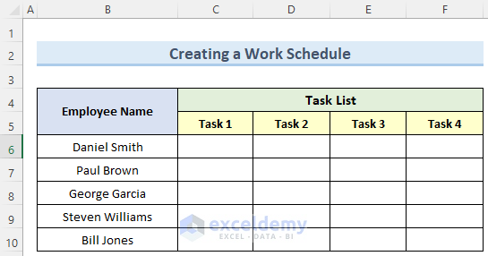 how to make a work schedule on excel