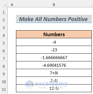 how to make all numbers positive in excel