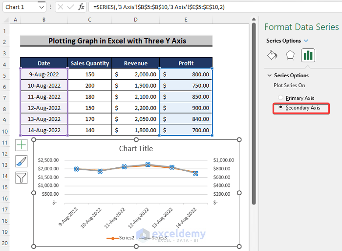 adding secondary axis to plot graph in excel with multiple y axis 