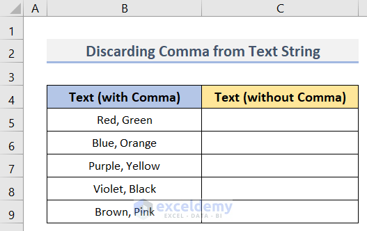 How to Discard Comma from Text String in Excel