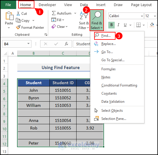How to remove missing values in Excel by utilizing Find Feature