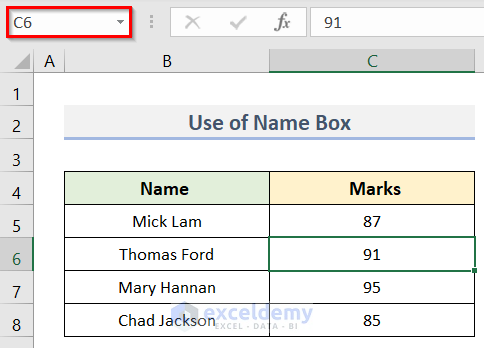Use Excel Name Box to Select Multiple Rows 