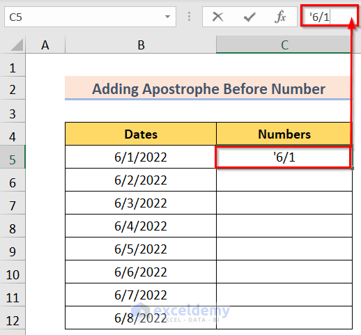 Using Apostrophe to Stop Excel from Changing Numbers