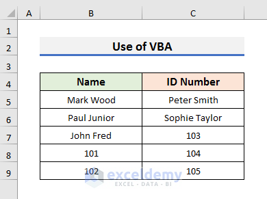 Swap Text of Non Adjacent Cells Using Excel VBA