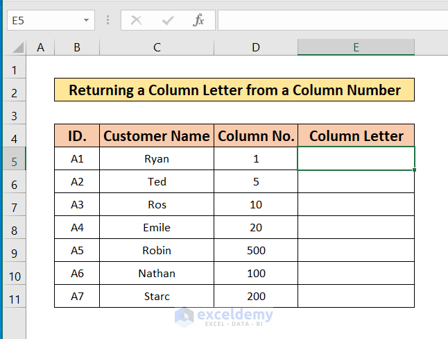 Use Cell Address in Excel Formula to Get Column Letter from Column Number 