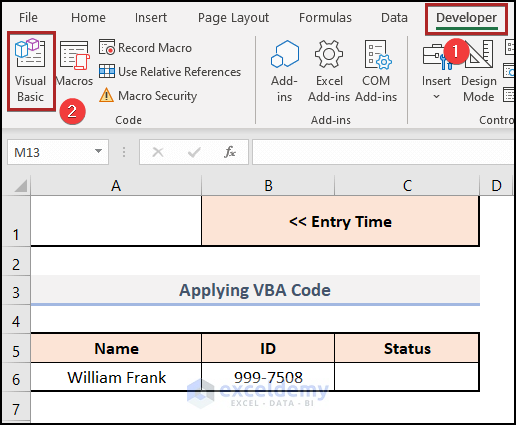 Applying VBA Code to Insert Current Date and Time in Cell A1