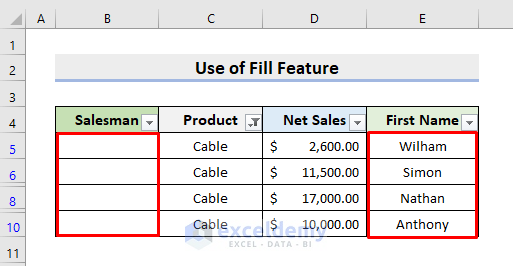 Use Excel Fill Feature for Pasting into Visible Cells