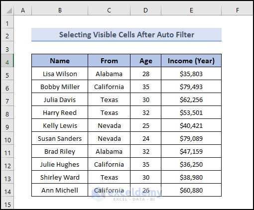 Select Visible Cells in Excel with VBA after auto filter