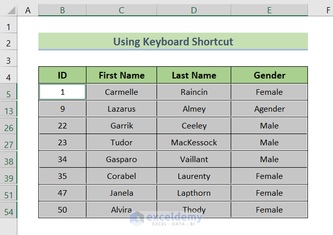 Using Keyboard Shortcut to Skip Hidden Cells When Pasting in Excel