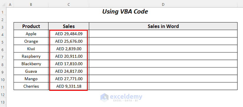 Using VBA to Spell Number in Dirhams in Excel