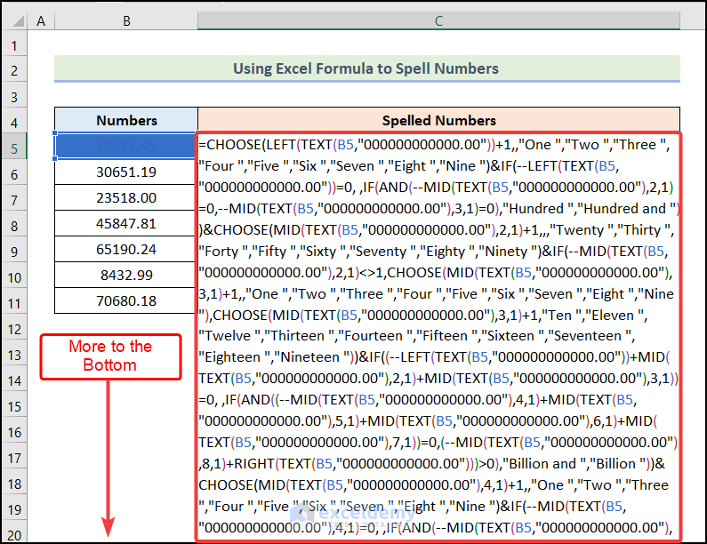 Using Excel Formula to Spell Number in Excel