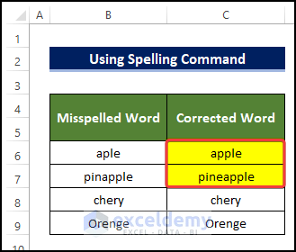 spelling and grammar checked for range of cells