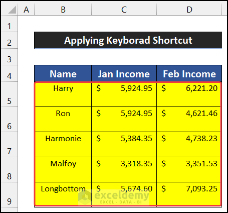 Applying Keyboard Shortcut to Top Align a Cell