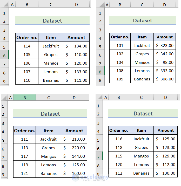 Dataset to Use VLOOKUP with Multiple Criteria in Different Sheets