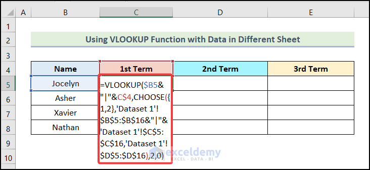 Apply VLOOKUP Function to Use VLOOKUP Function with Multiple Criteria in Different Sheets